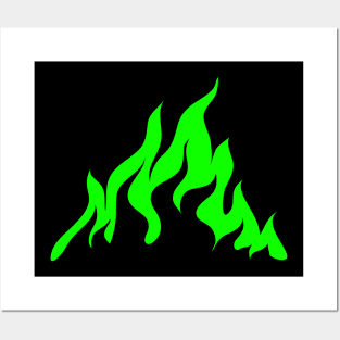 Neon Green Flames Posters and Art